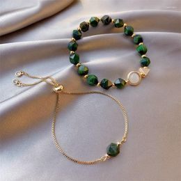 Charm Bracelets 2pcs Simple Green Gem Bracelet Female Korean Tiger's Eye Fashion Design