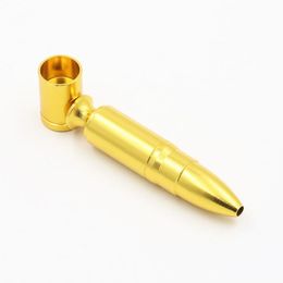 Medium Bullet Shape Aluminum Metal Smoking Pipe Shisha Tobacco Cigarette Hand Spoon Oil Rigs Pipes tool Accessories