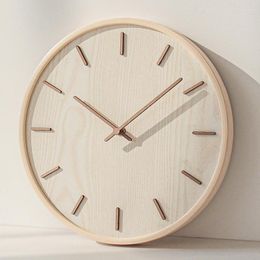 Wall Clocks Japanese-style Household Mute Clock Living Room Bedroom Simple Modern Decorative Watch Wooden Quartz Round