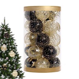 Christmas Decorations 25pcs Black Gold Balls Decoration Garden Home Tree Ornaments Hanging Pendant Xmas Decor Year Navidad 221119