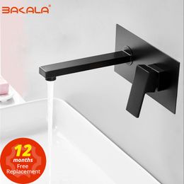 Bathroom Sink Faucets BAKALA Luxury Matte Black Faucet Basin Tap Wall Mounted Square Brass Mixer LT-320BR 221121