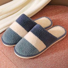 Striped Shoes Slipper Women Men Home Fluffy House Winter Warm Slippers Soft Shoes Indoor Bedroom Soft Fur Slippers Big Size J220716