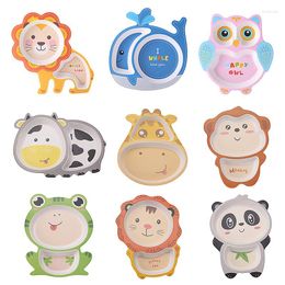 Plates Creative Carton Animals Bamboo Fibre Kids Baby Children Boy Girl Solid Feeding Dinnerware Plate Dishes Placemat Bowls