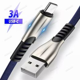 3A çinko alaşım hızlı şarj usb telefon kabloları örgülü veri senkronizasyonu akıllı telefon için kablo hattı