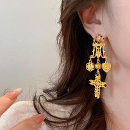 Dangle Earrings Golden Church Cross Rare Light Luxury High-end Accessories