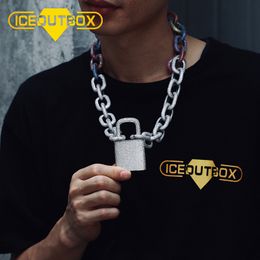 Girocolli Esagerazione Iced Out Collana con ciondolo a forma di lucchetto per uomo Hip Hop Personalità Gioielli CZ Chiusura Rapper Fashion 221119