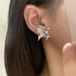 Dangle Earrings Design Sense Purple Zircon Earring Tidal Fairy Ear Bone Clip INS Female