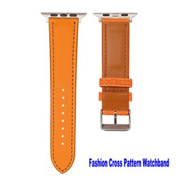 Cross Pattern Leather Straps Apple Watch Band Women 38mm 40mm 41mm 42mm 44mm 45mm 49mm Genuine Slim Leathers Replacement Strap Compatible for SE Ultra Series 8 7 6 5 4 3 2