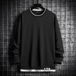 Mens Hoodies Sweatshirts Vests Men Solid Drop Shoulder 2 In 1 Sweatshirt 221121