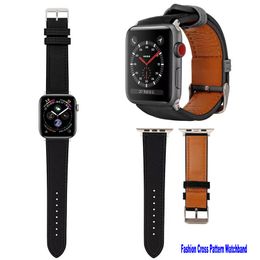 Cross Pattern Leather Bands Smart Straps Compatible with Apple Watch band 38mm 40mm 42mm 44mm 45mm 49mm 41mm PU Leathers Retro Strap for Men Women iWatch 8 7 6 5 4 3 2 1 SE