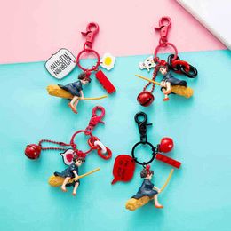 Keychains Hayao Miyazaki Kiki's Delivery Service Kiki Figure Keychain Japanese Cartoon Charms Key Chain for Women Men Car Keyring Jewelry T220909