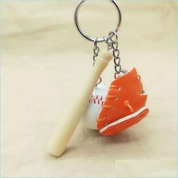 Keychains Lanyards Sport Baseball Goves Keychains Wood Bat Keyring Key Rings Bag Hangs Fashion Jewellery Drop Delivery Accessories Dhoth