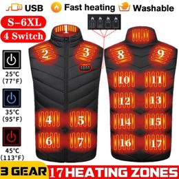 Men's Vests 17 Areas Electric Heating Coat Winter Usb Heated Jacket Man Outdoor Hiking Thermal Waistcoat Women Heater 6XL 221121