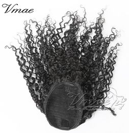 VMAE Brazilian Jungfrau Human Human Ponytail 140g 3A 3B 3C Kinky Curly Natural Hair HorseSail Enge Lochclip in der Kordelkordelhaarerweiterung