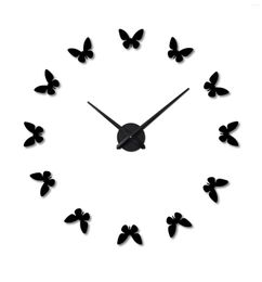 Wall Clocks Modern Home Decor Butterfly Clock Arcylic Hanging Watches Mirror Living Room Decoration