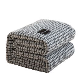 Blanket J Plaid for Beds Coral Fleece Grey Colour Plaids SingleQueenKing Flannel Bedspreads Soft Warm Bed 221119