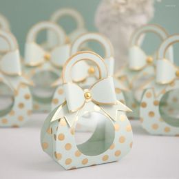 Gift Wrap 5Pcs Portable Candy Bags Wedding Party Favour Boxes Cute Bow Mini Package Bag For Baby Shower Birthday Souvenirs