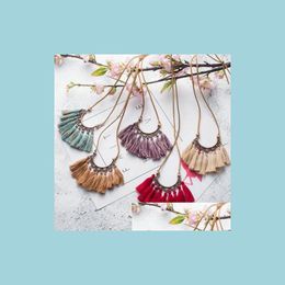 Pendant Necklaces Vintage Cotton Line Ear Tassel Pendant Necklace Female Fashion Charm Jewellery Drop Delivery Necklaces Pendants Dhnnm