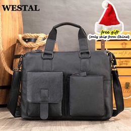 designer bag WESTAL Men Briefcase Genuine Man Bag Satchel Messengers Leather Laptop for Document Totes Computer Bags