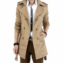 Men's Jackets Men's Windbreaker Jacket Vintage Black Khaki Spring Autumn Business Trench Male Double Breasted Retro Classic Long Coat Men 221121