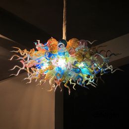 Unique Suspension Lamps Multi Colour 48x24 Inches Hand Blown Glass Chandelier LED Light Luxury Art Ceiling Lighting Deluxe Chandeliers for Hotel House Decor LR1222