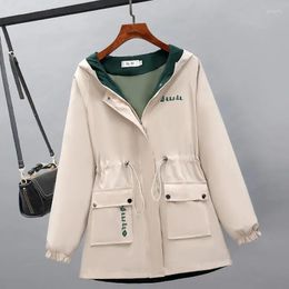 Women's Trench Coats No/ Velvet Padded Cotton Jacket Women Spring Korean Casual Lining Windbreaker Autumn Winter Hooded Coat Female 746