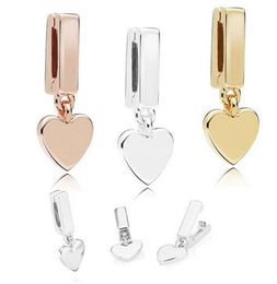 2018 Nuevos reflejos Flotating Heart Clip Charm 100 925 Beads de plata esterlina Fit Pandora Reflections Collar Collar Regalo DIY J6217297
