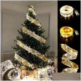 Christmas Decorations Christmas Decorations 50 Led 5M Double Layer Fairy Lights Strings Ribbon Bows With Tree Ornaments Year Navidad Dha0F