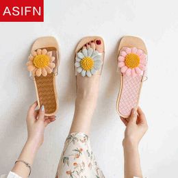 Asifn Korean Version New Slippers Female Summer Fashion AllCompetition ThreeDimensional In Style Sandals Flat Nonslip Slippers J220716