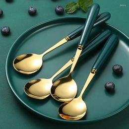 Dinnerware Sets Stainless Steel Coffee Spoon Round Head Korean Style Spoons Honey Dessert Tableware Mixing Western