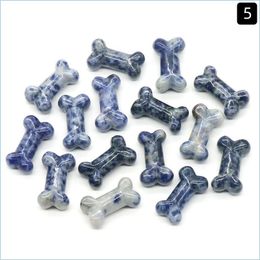 Loose Gemstones Wholesale Natural Mixed Materials Sodalite Gemstone Crystal Dog Bone Carving For Home Decoration Drop Delivery Jewelr Dhah0