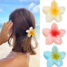 Summer Acrylic Flower Hair Claw Hairpin Barrettes Women Girls Hair Clip Ponytail Holder Beach Hair Accessories