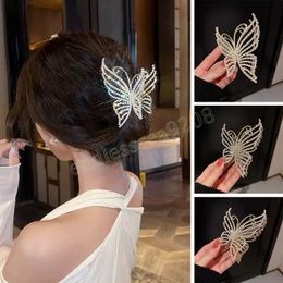 Fashion Pearl Hair Claw Rhinestone Metal Crab Clip Women Shiny Barrette Girls Hair Accessories Headdress Party Gifts