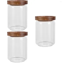 Storage Bottles 3pcs Kitchen Container Coffee Beans Loose Tea Nuts Sugar Glass Jar