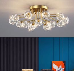 LED Black Gold Chandeliers Clear Star Milk White Glass Ball Ceiling Lamp with Crystal Live Room Decor Pendant Lights