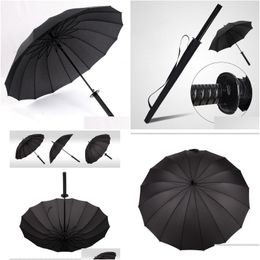 Umbrellas Japanese Samurai Swords Umbrella Sunny Rainny Longhandle Umbrellas Semimatic 16 Ribs Black Drop Delivery Home Garden House Dhuo5