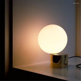 Table Lamps Nordic Modern Glass Ball LED Desk Lamp Art Minimalist Reading Bedroom Metal Decorative Study Light Moon