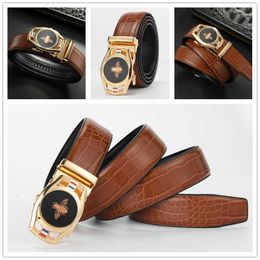 Classic Mens Automatic Buckle Belt 3.5CM Embossed Alligator Pattern Business Casual Waistband Designer Brand Jeans Decorative Belts