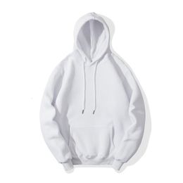 Mens Hoodies Sweatshirts Fashion White Men Hip Hop Streetwear Casual Elasticity Solid Color Fleece Thick Warm Threaded Cuffs 221121