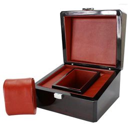 Watch Boxes Luxury Black Single Slot Wooden Case Paint Box Travel Jewellery Storage 17x15x10cm