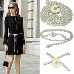 Belts Luxur Brand 2022 Trend Women's Small Daisy Pearl Waist Chain Ladies Fashion Wild Decoration Glass Bead Bg-1576