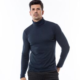 Sweaters para hombres Parklees Navy Blue Turtleneck Sweater Men 2022 Autumn Winter Casual Turnited Palabrovers c￡lido fit de alto cuello alto Tops b￡sicos