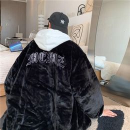 Men's Jackets American vintage jacket autumn winter thick vibe velvet baseball uniform men women highend oversize padded coat warm streetwear 221121