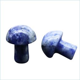 Loose Gemstones 20Mm Sodalite Mushroom Scpture Mini Mushrooms Gemstone Decoration Colorf Stone Decor Crafts For Garden Yard Drop Del Dhpnm