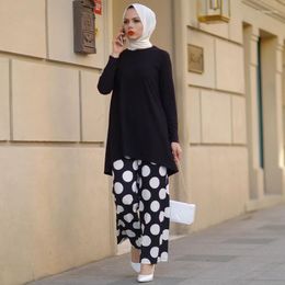 Ethnic Clothing Muslim Suit Ramadan Two Piece Set For Women Top And Pants Matching Modest Turkey Dubai Arab Sets Hijab Double Islamic