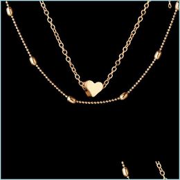 Pendant Necklaces Love Heart Necklace Sier Gold Chains Mtilayer Chokers Necklaces Pendant Women Fashion Jewelry Gift Drop Delivery Pe Dh9Tp