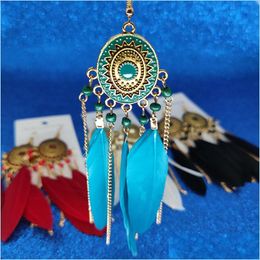 Dangle Chandelier Long Gold Chain Feather Tassel Earrings Dangle Chandelier Fashion Jewelry Women Gift Drop Delivery Dhuiv