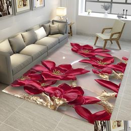 Carpets 3D Carpets 2000Mm X 3000Mm Rectangar Rugs Living Room Lotus Flower Rug Sofa Coffee Table Mat Bedroom Yoga Pad Study Door Dro Dhnlf