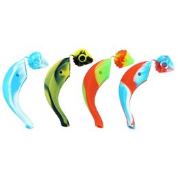 Colourful Silicone Shell Style Pipes Dry Herb Tobacco Glass Porous Filtration Handpipes Portable Cap Philtre Smoking Cigarette Holder Tube Easy Clean DHL