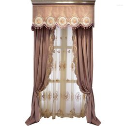 Curtain Luxury High-end Atmospheric European Living Room Dining Bedroom Bay Window Flannel Embroidery Blackout